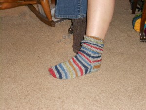 One completed sock.